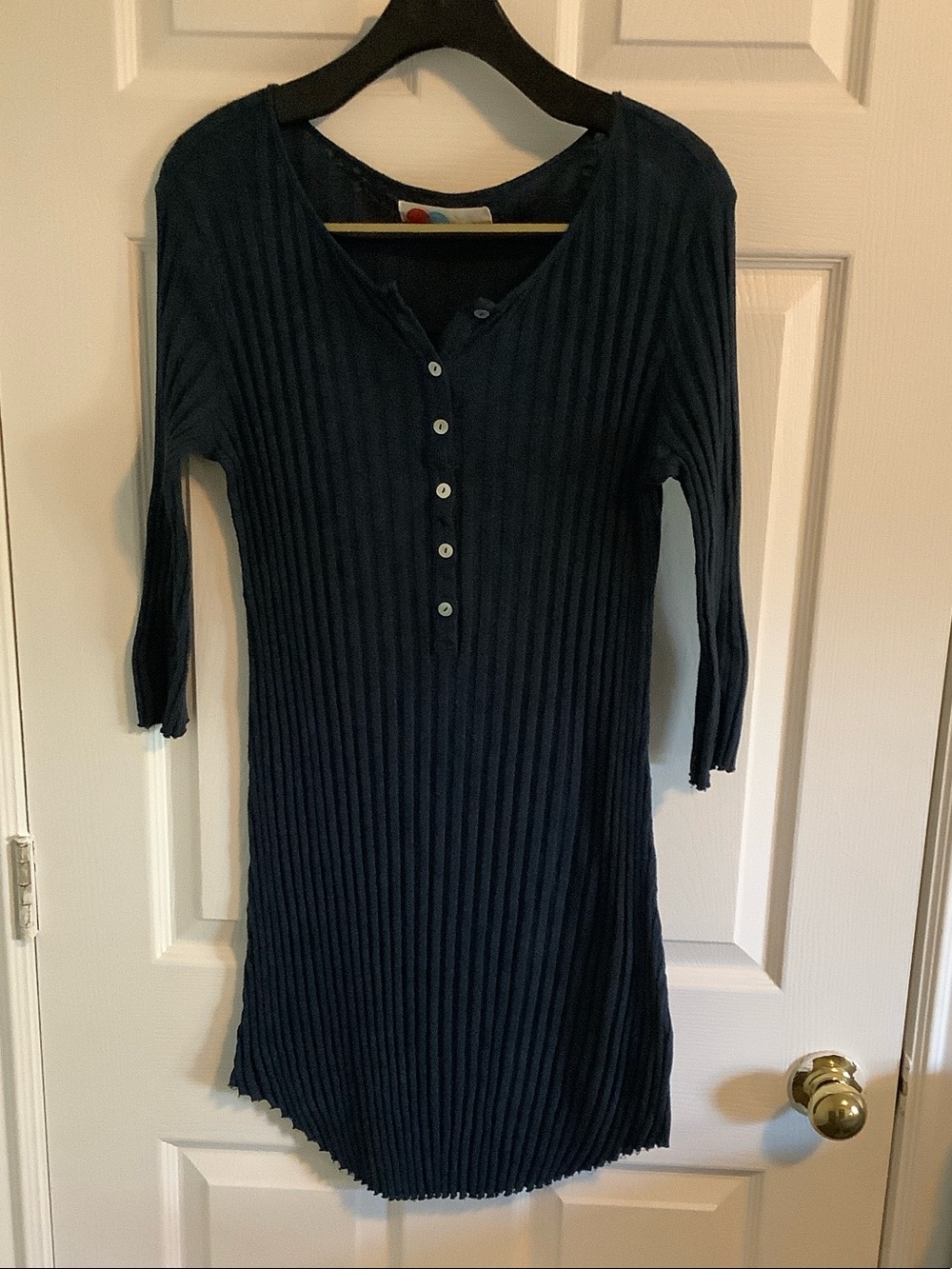 Free People Navy Blue Ribbed Mini Dress
